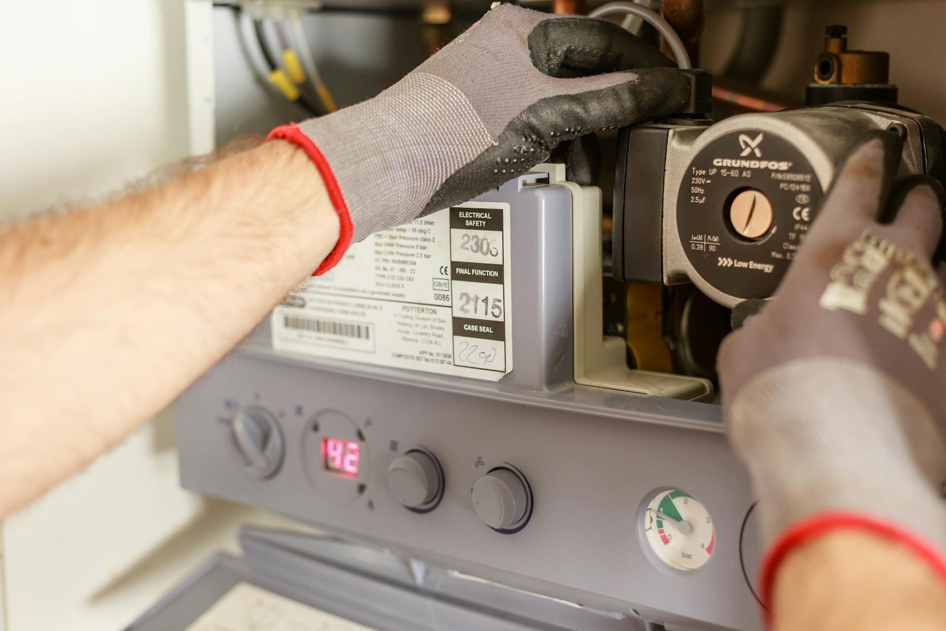 Electrician performing an energy audit on a home